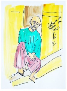 Vietnamese man on steps